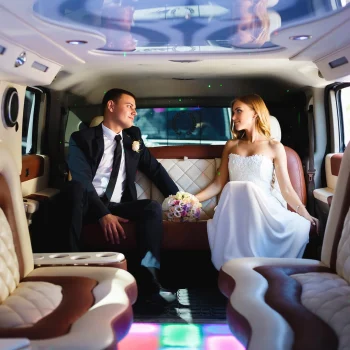 wedding-limo Newly weds in a limo